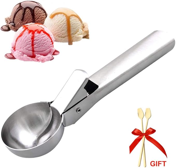 Ice Cream Scoop with Trigger, Stainless Steel Cookie Scoop Release Cake Trigger Dipper for