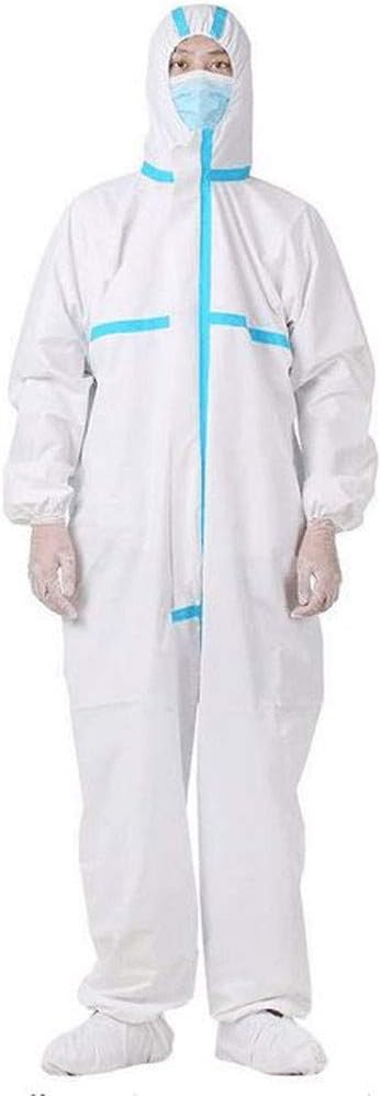 MURTIAL Disposable Hospital Isolation Gown, Hooded Coverall Chemical Workwear Protective Clothing Suit
