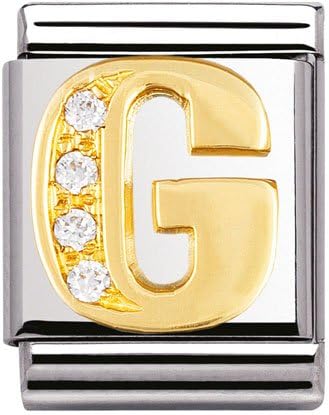Original Nomination Big Initial G in Rhinestones and 18K Gold