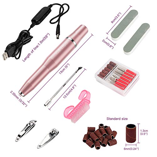 Electric Nail Drill, Carttiya Professional Efile for Acrylic, Gel Nails, Compact Nail File Drill with Nail Polishing Kit, Quiet and Efficient, Manicure Pedicure Polishing Shape Tool for Home Salon Use