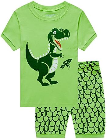 Maygold Boys Pajamas Dinosaur Sleepwear PJS Kids Short Set 100% Cotton Toddler Clothes 2 Piece