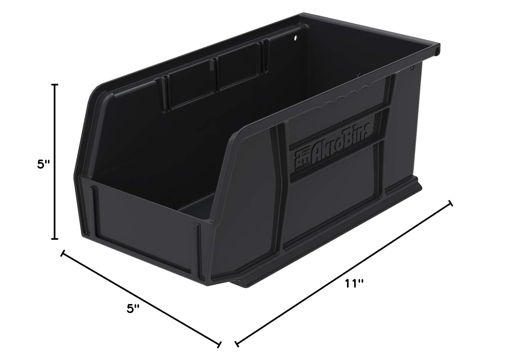 Akro-Mils 30230 AkroBins Plastic Storage Bins, Space-Saving Stackable Bins for Garage, Pantry, Craft Organization, 11-Inch x 5-Inch x 5-Inch, Black, 12-Pack