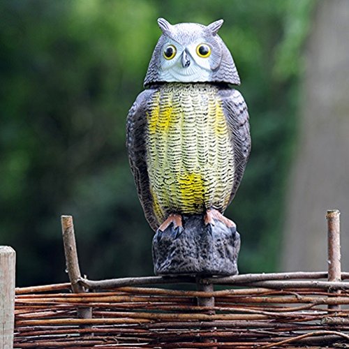 Defenders Wind Action Owl (Lifelike Decoy Deterrent, Scares Birds From