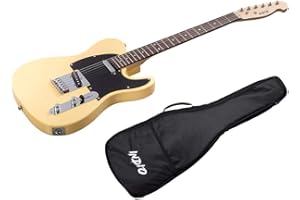 Monoprice Indio Series 6 String Basswood-Body Electric Guitar, Ambidextrous, Blonde (610261)