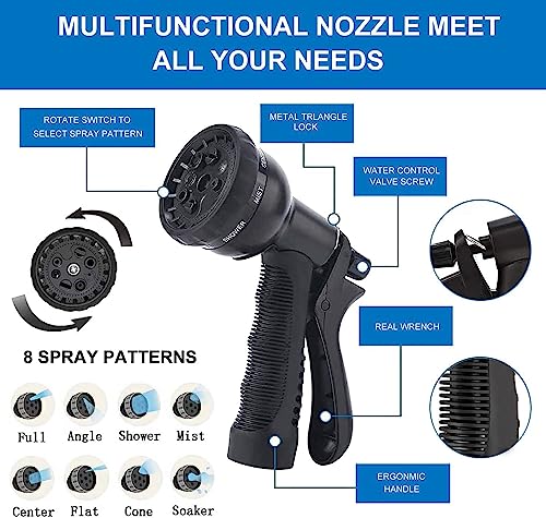 Expandable Garden Hose 75ft Flexible Water Hose Pipe with 8 Modes Spray Gun and 1/2 to 3/4 Inch Solid Brass Fittings for Gardening Yard Cleaning and Outdoor Car Washing Leak Proof Design