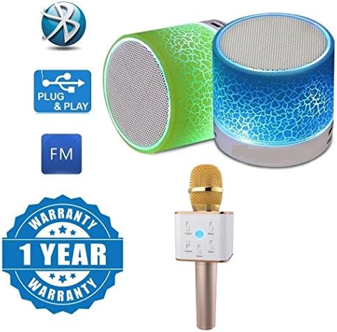 Drumstone Led Bluetooth Speaker with Q7 Bluetooth Handheld Singing Microphone