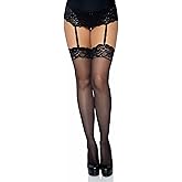 Leg Avenue womens Nylon Sheer Stockings With Lace Top
