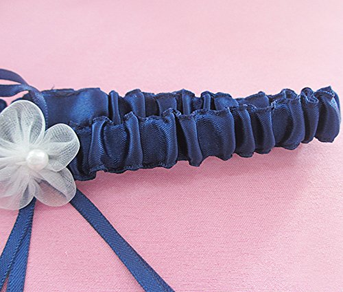 RIMOBUL Lace Wedding Garters with Toss Away - Set of 2 (Royal Blue)
