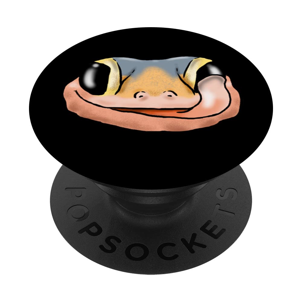 Leopard Gecko Face, Gecko Lover, Smiling Gecko, Reptiles PopSockets Swappable PopGrip