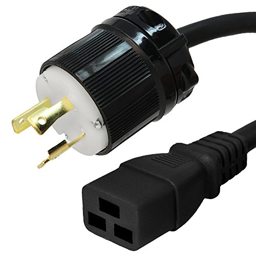 NEMA L6-20P to C19 Power Cord - 25 Foot, 20A/250V, 12/3 AWG - Iron Box Part # IBX-7374-25-C
