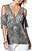 Angashion Women's Deep V Neck Cold Shoulder Hollow Out Tee Shirt Casual Tops Blouse