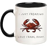 YOLANDEEUROKOK I Just Freaking Love Crabs, Crab Mug, Love Crab, Crab Gifts, 11 Oz Novelty Coffee Mug/Cup, Black