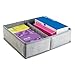 InterDesign Aldo Fabric Dresser drawer Storage Organizer for Underwear, Socks, Bras, Tights, Leggings - Large, 2 Compartments, Gray