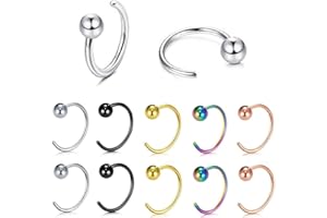 SERYNOW 5pairs Mixed colors Ball Huggie Earrings hoop Cartilage Tragus Earrings 316L Stainless Steel Black Silver Gold Small Hoop Earrings