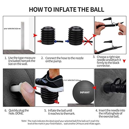 INPANY Exercise Ball(45-85cm) - Extra Thick Yoga Ball Chair, Stability Ball Supports 2200lbs, Birthing Ball with Pump… - Image 5