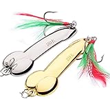 ZooArts Bait Tackle Hooks Penis Spoon Fishing Lure 5g-20g with Feather Hooks Gold/Silver Metal Bait Tackle