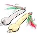 Zooarts Bait Tackle Hooks Penis Spoon Fishing Lure 5g-20g with Feather Hooks Gold/Silver Metal Bait Tackle