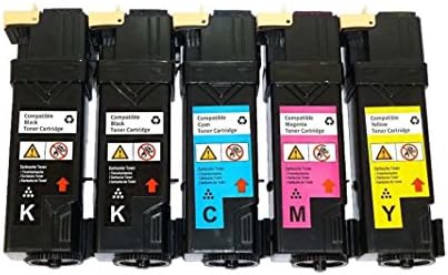 HD Toner Compatible Replacements for Xerox Phaser 6500 Set of 5 Toner Cartridges Includes: 2 Black 106R01597, 1 Cyan 106R01594, 1 Magenta 106R01595, and 1 Yellow 106R01602