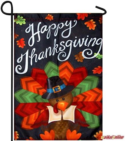 Cafurty Colorful "Happy Thanksgiving" Pilgrim Happy Turkey Day Custom Decor Garden Flag