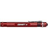COAST® G20 Inspection Beam LED Penlight with Adjustable Pocket Clip and Consistent Edge-To-Edge Brightness, Red, 54 lumens
