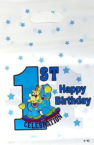 Ap001 Kids Children Party Filler Plastic Goody Bags for Birthday Parties Party Favors Goodie Loot Bag (1st Happy Birthday)