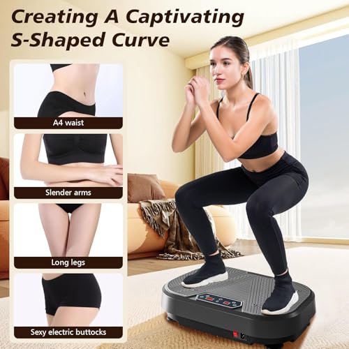 LBOYLOVE® Vibration Plate Exercise Machine, Whole Body Workout Vibration Plate for Weight Loss and Lymphatic Drainage, 120 Adjustable Speeds & 10 Sports Modes, Max Weight 175KG