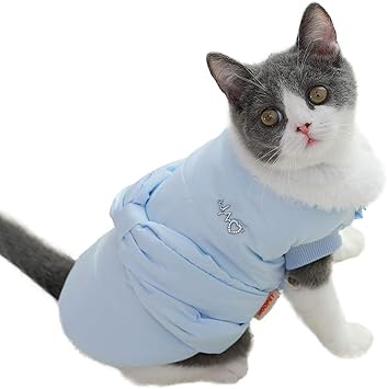Amazon Cologo猫服 コート ふわふわ パーカー ペットウェア 可愛い 冬用 防寒 パジャマ 厚い 犬猫用 モコモコ お散歩お出かけ服 お正月 ライトブルー ｓ Cologo 服 アクセサリー 通販