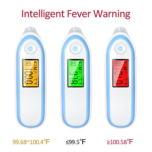 Elera Digital No Touch Infrared Forehead and Ear Thermometer Monitor With Probe Clinical Thermometer Gun for Fever for Infant Baby Kid Adult (Blue)