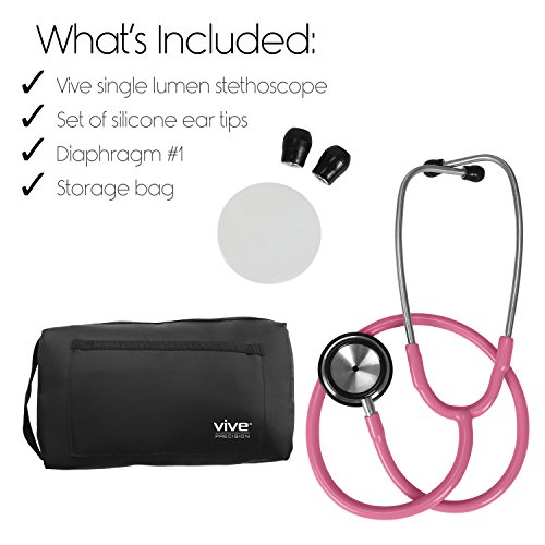 Stethoscope by Vive Precision Pink Double Barrel Diaphragm Bell for