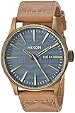 Nixon Men's 'Sentry Leather' Quartz Stainless Steel Casual Watch, Color:Brown (Model: A105)