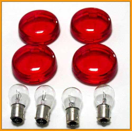 Red Deuce-Style Turn Signal Lens Kit w/ Bulbs for 2000-2013 Harley Davidson Models