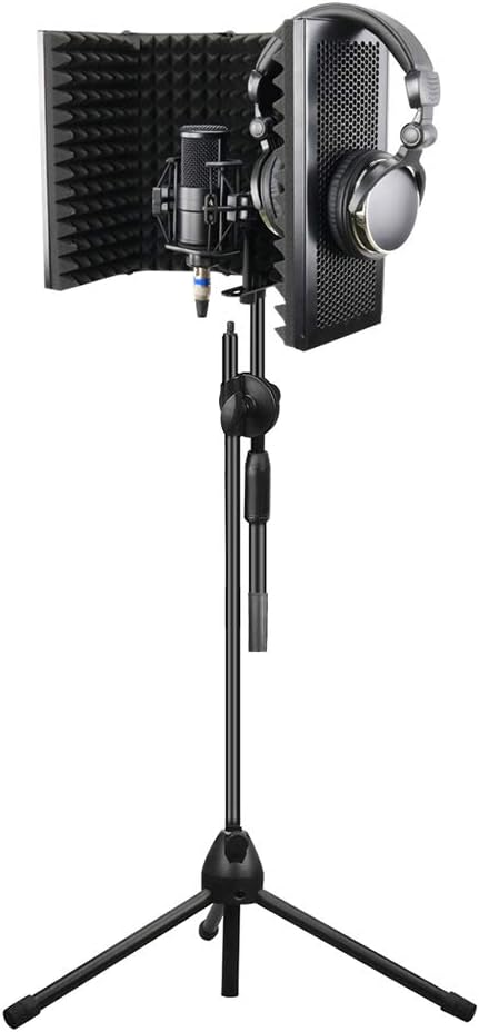 SUNJULY Microphone Isolation Foam, SUNJULY Foldable Microphone Acoustic Isolation Shield Acoustic, Foams Panel Studio for Recording Live Broadcast Microphone Accessories