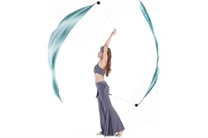 BELLYANGEL 2Pcs Silk Veils Poi Chain Balls Women Belly Dance Poi Streamer Throw Ball Stage Props