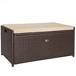 Barton Outdoor Storage Bench Rattan Style Deck Box w/ Cushion, 60-Gallon