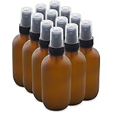 The Bottle Depot - 12 Pack - 4 oz Glass Spray Bottle - Amber Frosted - 22-400 Neck Finish - Boston Round Bottles - UV Rays Pr