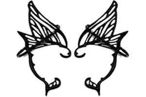 Zhang shine 2Pcs Gothic Piercing Elf Ear Cuff Wrap Stud Earring, Hollowed Cat Ear Wrap Pierced Fake Earrings Vintage Costume Cosplay Punk Jewelry for Teen Womens