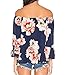 ICOOLTECH Women's Casual Floral Off Shoulder Long Sleeve Chiffon Blouse Top (US 6-8, Floral A)