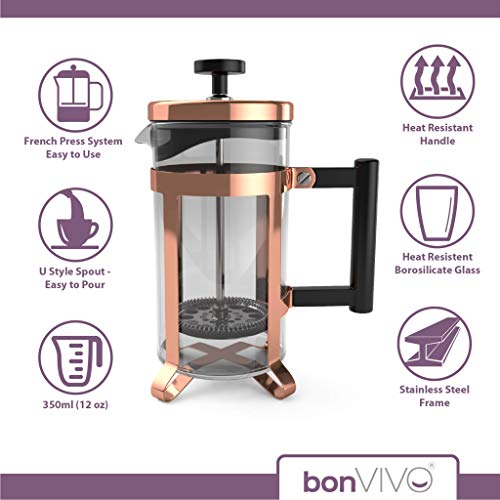 bonVIVO GAZETARO III Small French Press Coffee Maker Glass French