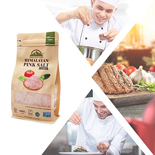 Himalayan Chef Pink Salt Coarse Stand Up Bag w/Window,100% Pure Natural Himalayan Pink Salt - 1 LBS