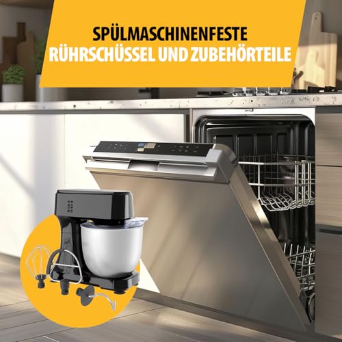 Küchenmaschine mit 4,5 L Edelstahl-Rührschüssel, 800 W Leistung, 12 Geschwindigkeitsstufen mit Pulsfunktion, Kippbarer Motorkopf, Spritzschutz, MX-4870