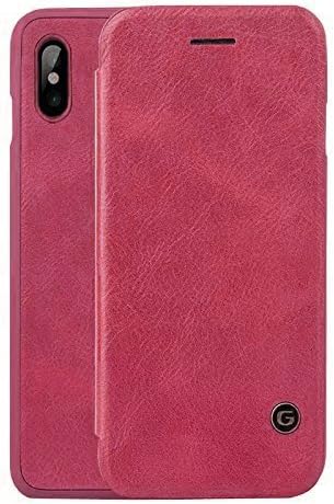 Apple iphone X Cell Phone Protective Case for Men and Women, Premium Soft PU Leather Cover Flip Cases (Red)