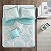 Intelligent Design Senna Comforter Set Twin/Twin XL Size - Aqua Blue/Gray, Damask – 4 Piece Bed Sets – All Season Ultra Soft Microfiber Teen Bedding - Great For Dorm Room and Girls Bedroom
