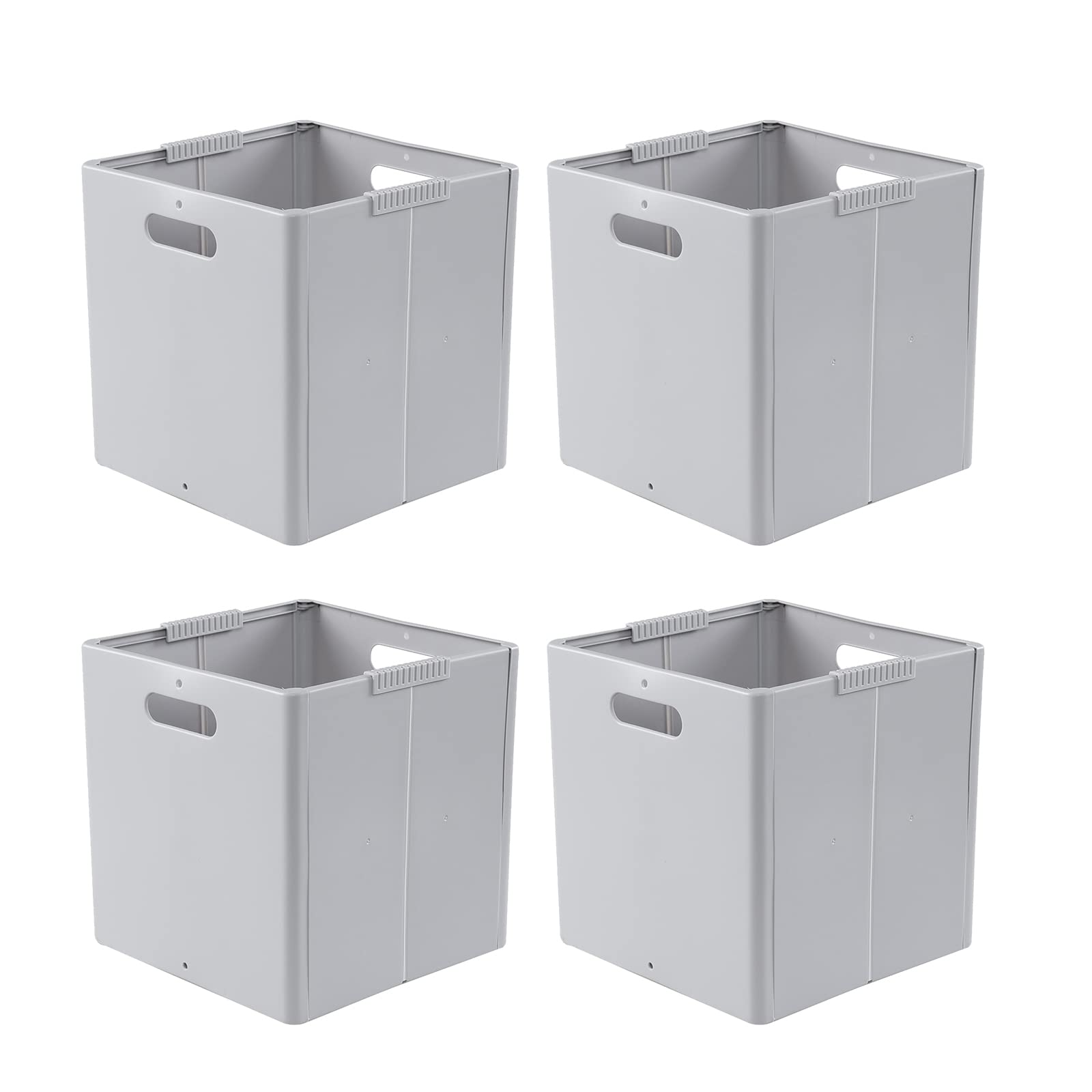 Photo 1 of Minekkyes Plastic Collapsible Cube Storage Bins, Foldable Closet Organizers for Shelves, 4-Pack