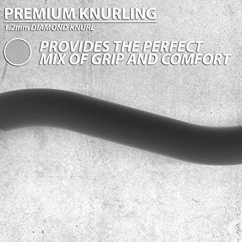 Synergee-Commercial-EZ-Curl-Olympic-Bar-Chrome-Black-Phosphate-with-Powder-Coated-Brass-Bushings-Excellent-for-Bicep-Curls-and-Triceps-Extensions