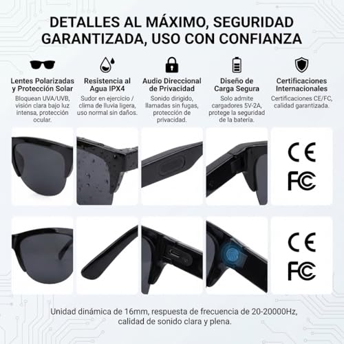 Genérico AI Smart Glasses, AI Smart Translation Glasses, Real Time Translation, Takes Care of Various Languages, Music and Hands-Free Calls, Use for Meetings and Travel