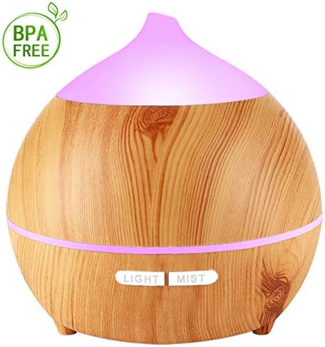 Diffusers for Essential Oils Wood Grain 250ml Essential Oil Diffuser Ultrasonic Aromatherapy Oil Diffuser Cool Mist Aroma Humidifier for Office Baby Home Bedroom, Auto Shut-Off and 7 Color Night Light