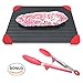 Defrosting Tray - Large Size with Red Silicone Border and Bonus Kitchen Tong, Rapid Thaw Frozen Foods or Meat - Thawing Fast and Safe with No Electricity or Hot Water