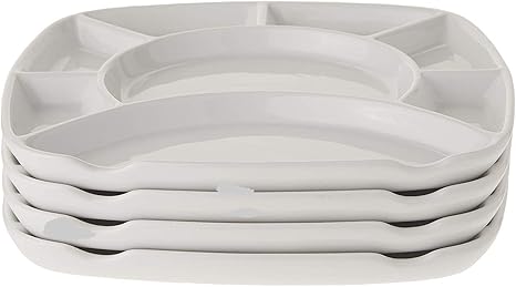 MyCuisina Divided Fondue Plates, White 