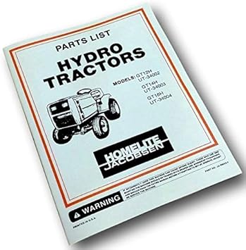 Amazon Com Homelite Jacobsen Hydro Tractors Gt12h Ut Gt14h Ut Parts List Manual Home Improvement
