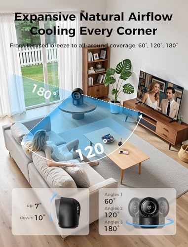 Aecooly Touch Control Desk Fan, 100 Speeds Quiet Digital Display 8000mAh Battery Powered Small Table Fan with 3 Oscillation Angles for Bedroom, Bedside, Office, Travel -Black